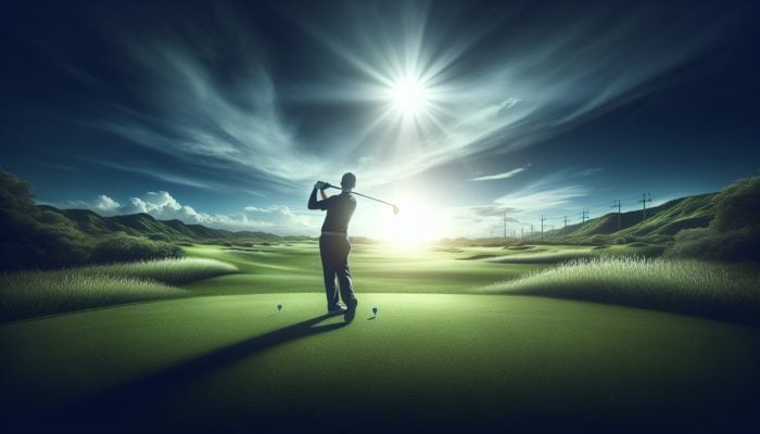 A golfer at Sun City visualizes a perfect drive, staying calm under tournament pressure.