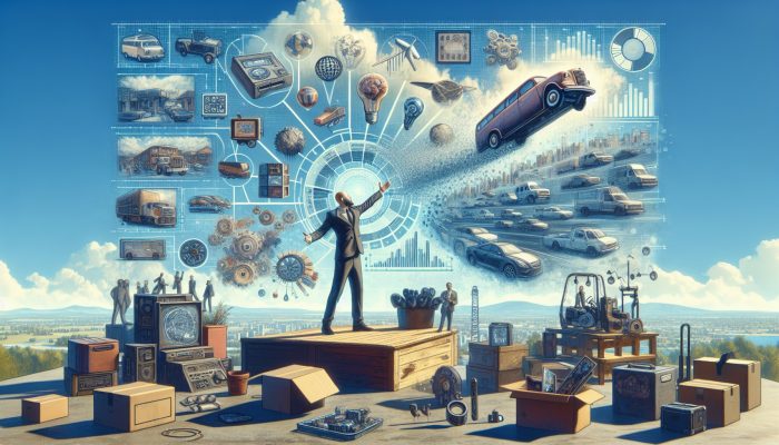 Debt Consolidation vs Selling Assets to Pay Debt: UK Guide | DCL Person selling car, electronics, collectibles at a vibrant marketplace, feeling urgent relief under clear blue sky.