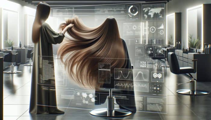 A stylist expertly using point, slide, and texturizing cuts for seamless, voluminous long layers in a salon.