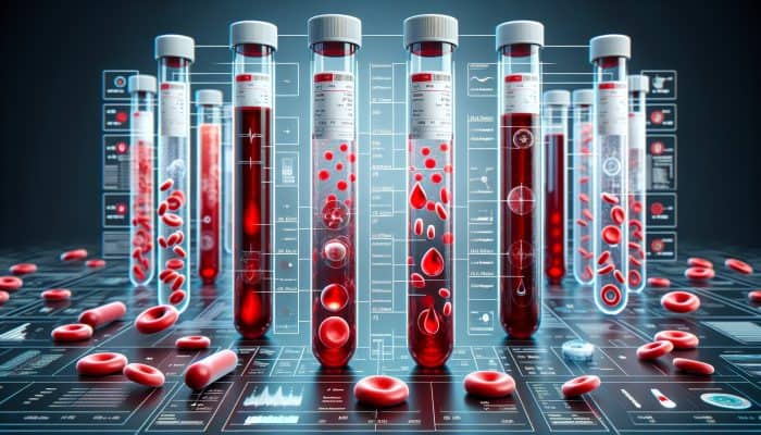 Full Blood Count Test in Oswestry: Illustration of a full blood count with labeled blood components and metrics.