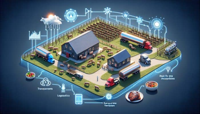 AI optimizing BBQ supply chain logistics, ensuring fresh meat and transparency from farm to consumer.