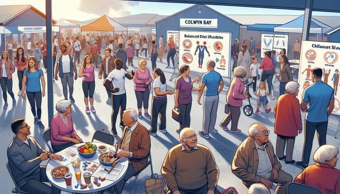 A vibrant community health fair in Colwyn Bay focused on diabetes management, featuring educational workshops and fitness activities.