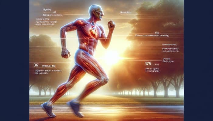 Fitness for Older Men: An energetic older man in his 60s jogging through a sunlit park at dawn, showing fluid joint movements and strong posture for heart health.