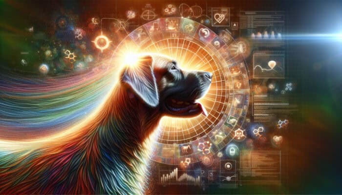 Close-up of a shiny dog coat under sunlight, showing enhanced hydration, softness, and reduced shedding, highlighting omega-3 benefits outdoors.