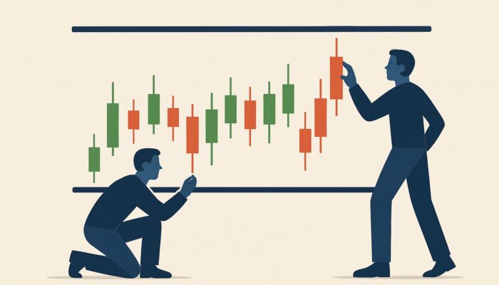 Stock chart illustrating sideways price action between prominent support and resistance lines in a range-bound market.
